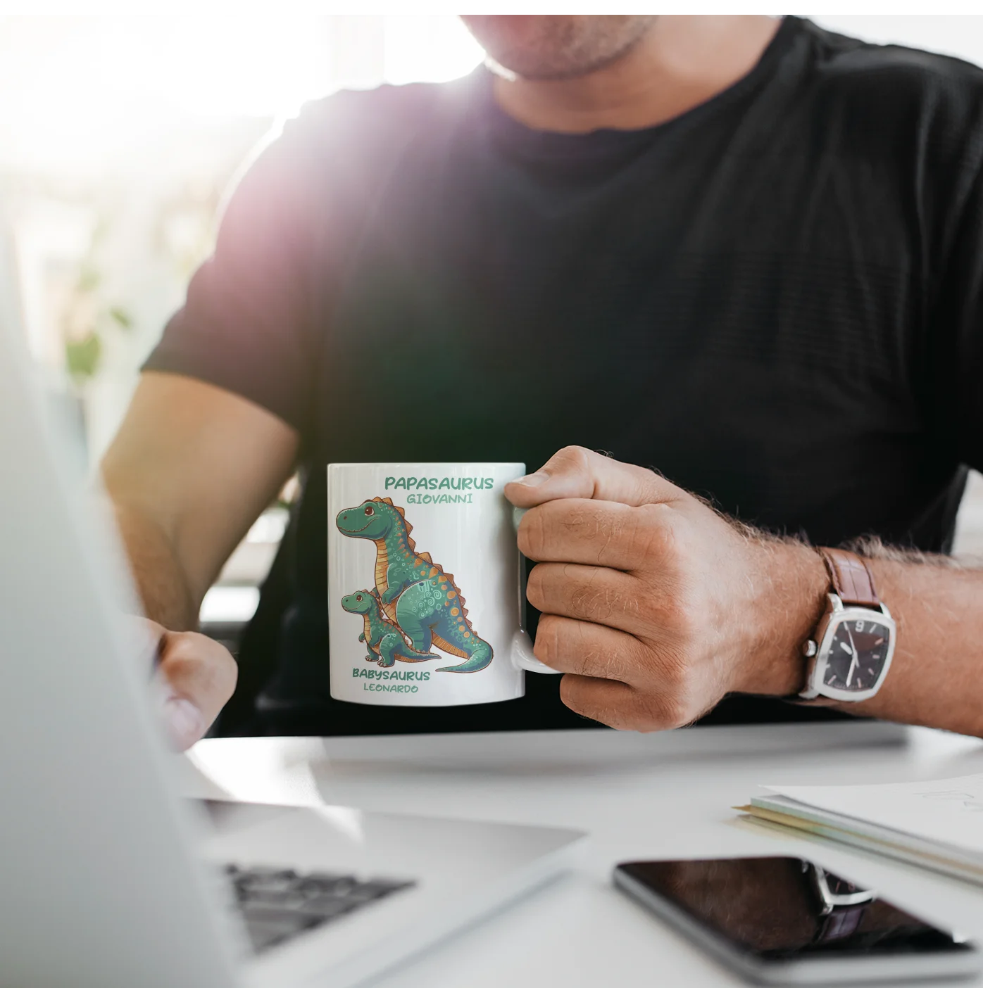 Tazza Papà PERSONALIZZABILE CON NOME Il mio Papà è un pizzaiolo, in pratica un papà normale ma molto più figo divertente regalo Festa del Papà Mug 11Oz - immagine 3