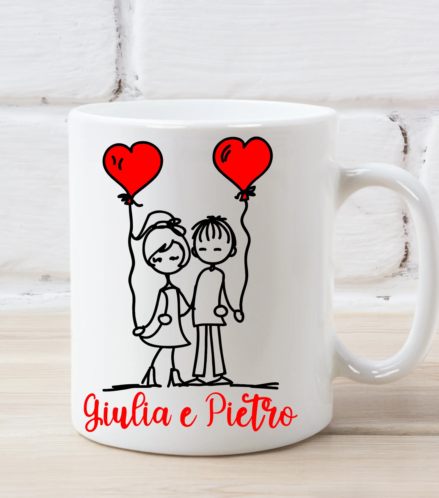 Tazza SanValentino Personalizzabile Palloncini Altalena personalizzabile con nome Love Innamorati Mug 11oz idea regalo - immagine 2