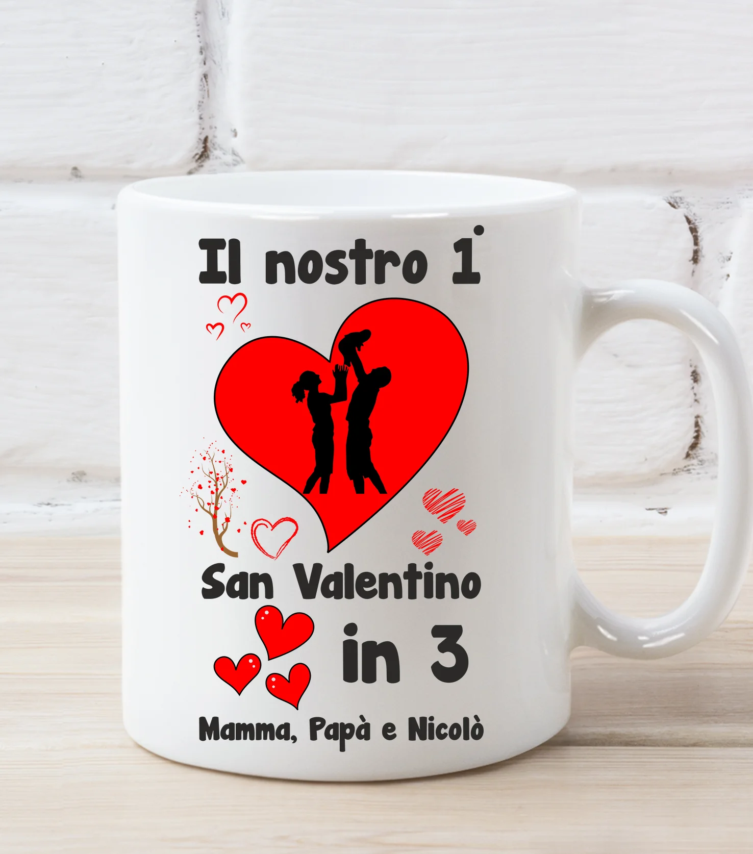 Tazza Sanvalentino PERSONALIZZABILE CON NOME divertente Il nostro 1° SanValentino in 3 – love – amore Mug in ceramica 11 Oz - immagine 3