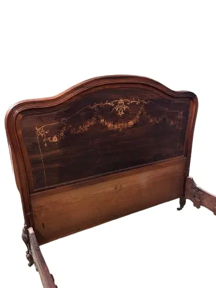 Letto Francese del 1800 Stile Luigi XV in Legno di Palissandro Riccamente Intarsiato - immagine 2