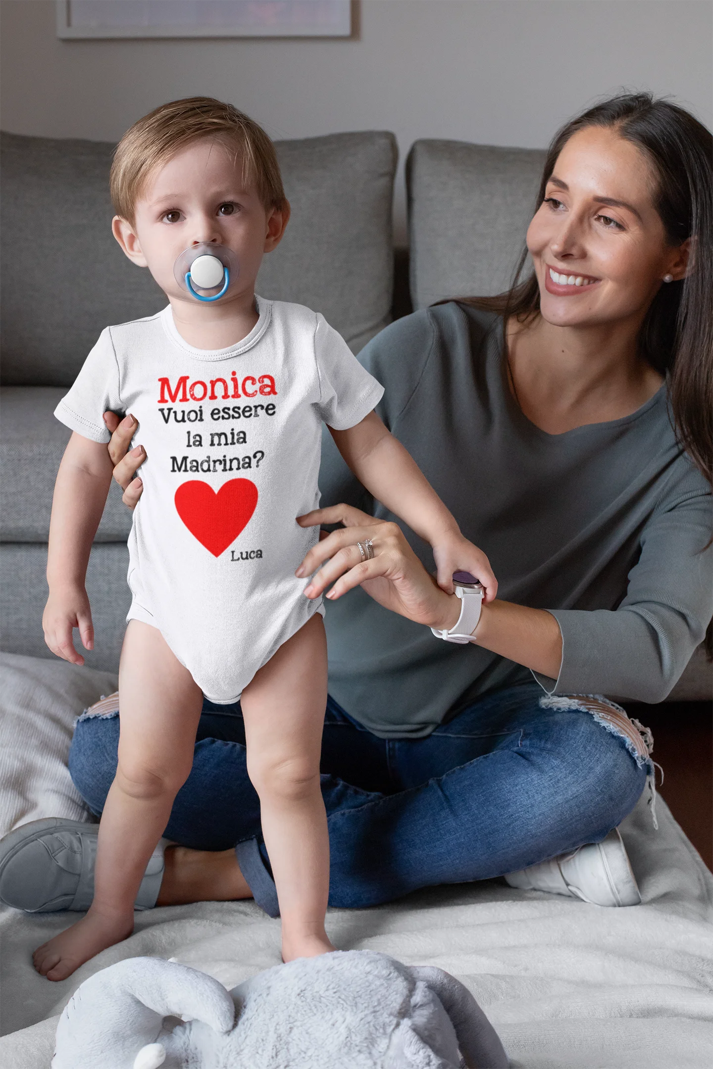 Body neonato divertente PERSONALIZZABILE madrina Vuoi essere la mia madrina? Bianco dalla 0-6 alla 18-24 mesi - immagine 6