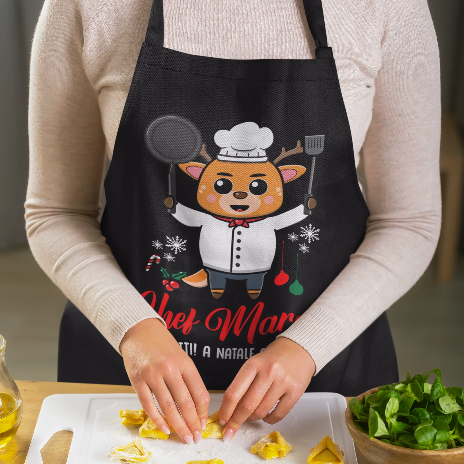 Grembiule da Cucina PERSONALIZZABILE Natale Natalizio divertente Fermi tutti! A Natale cucino io! Idea Regalo - immagine 4