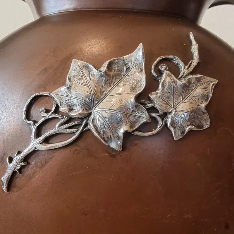 Vaso biansato in rame e argento punzone del fascio littorio argentiere Galileo Paoli anni ’30 - immagine 5