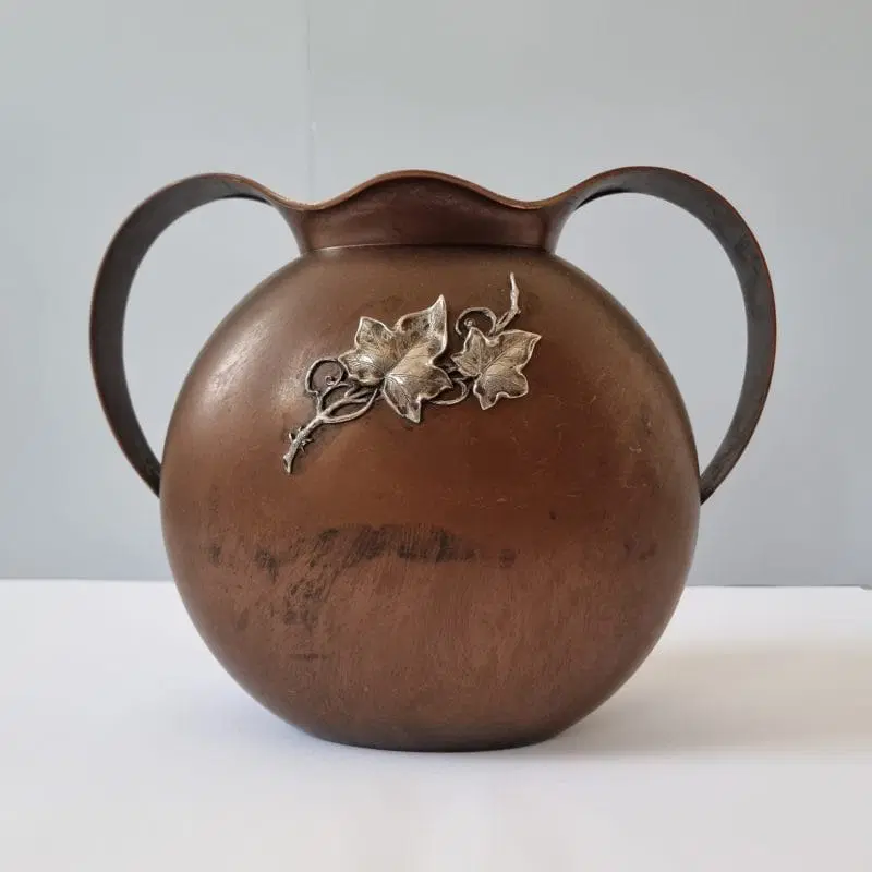 Vaso biansato in rame e argento punzone del fascio littorio argentiere Galileo Paoli anni ’30 - immagine 3