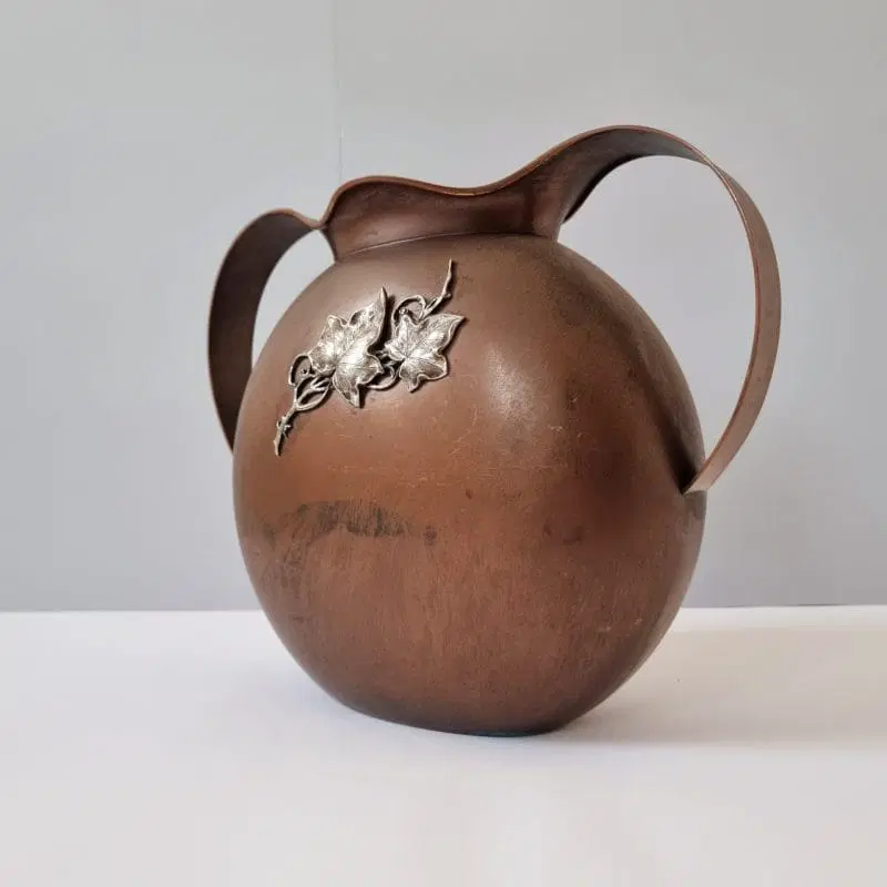 Vaso biansato in rame e argento punzone del fascio littorio argentiere Galileo Paoli anni ’30 - immagine 2