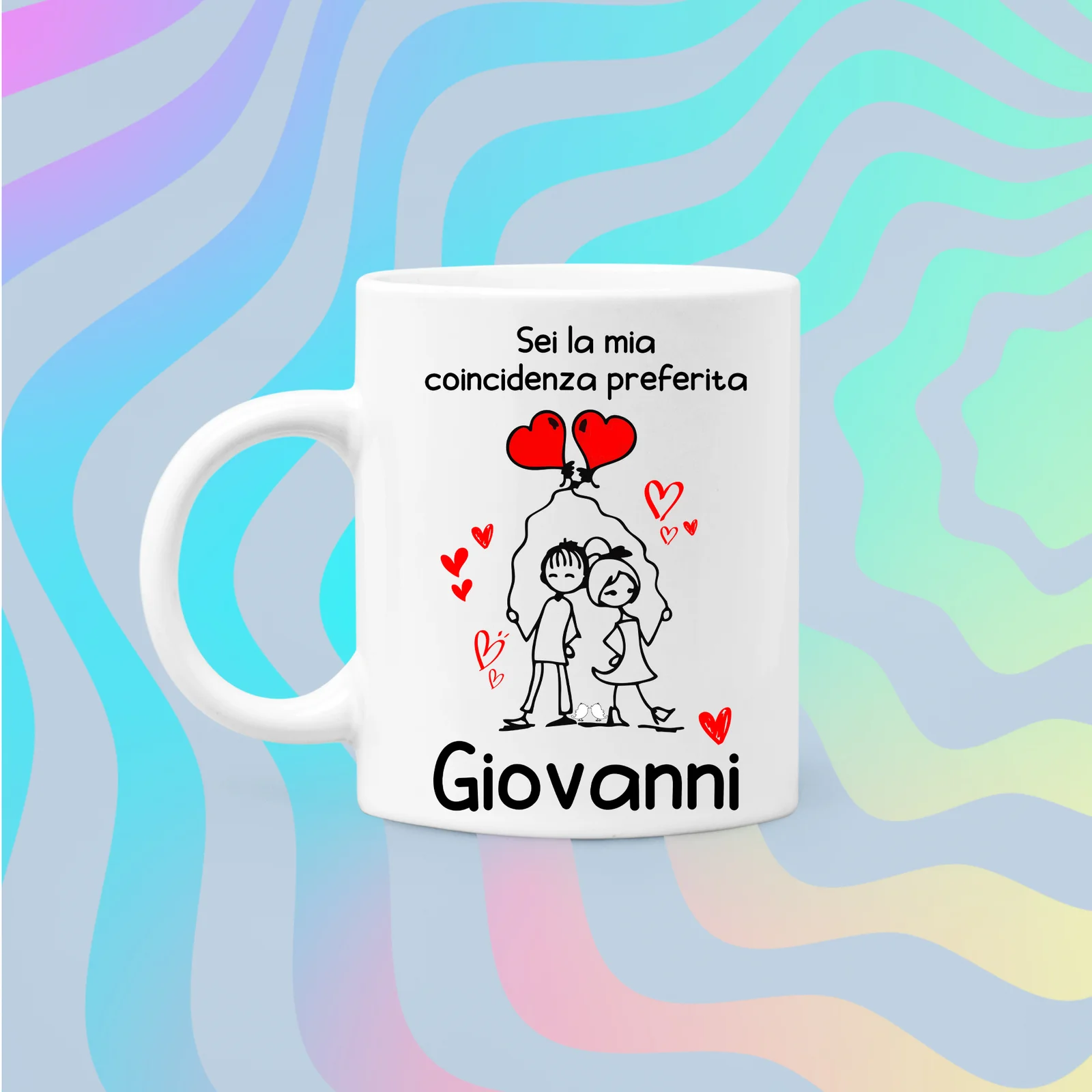 Coppia Tazze Sanvalentino Personalizzabile Sei la mia coincidenza preferita Personalizza con Nome Amore Innamorati Fidanzati Regalo Lui e Lei Mug 11 Oz - immagine 5