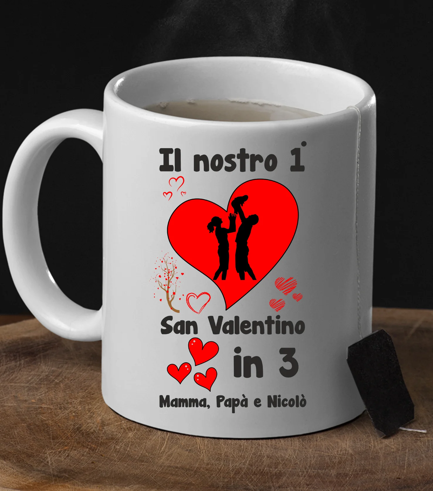 Tazza Sanvalentino PERSONALIZZABILE CON NOME divertente Il nostro 1° SanValentino in 3 – love – amore Mug in ceramica 11 Oz - immagine 4