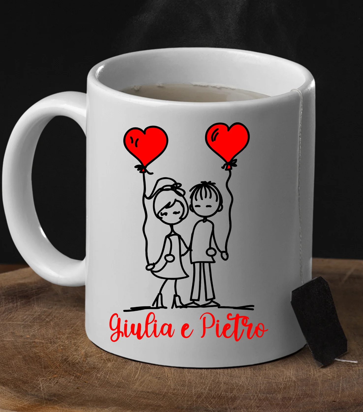 Tazza SanValentino Personalizzabile Palloncini Altalena personalizzabile con nome Love Innamorati Mug 11oz idea regalo - immagine 3