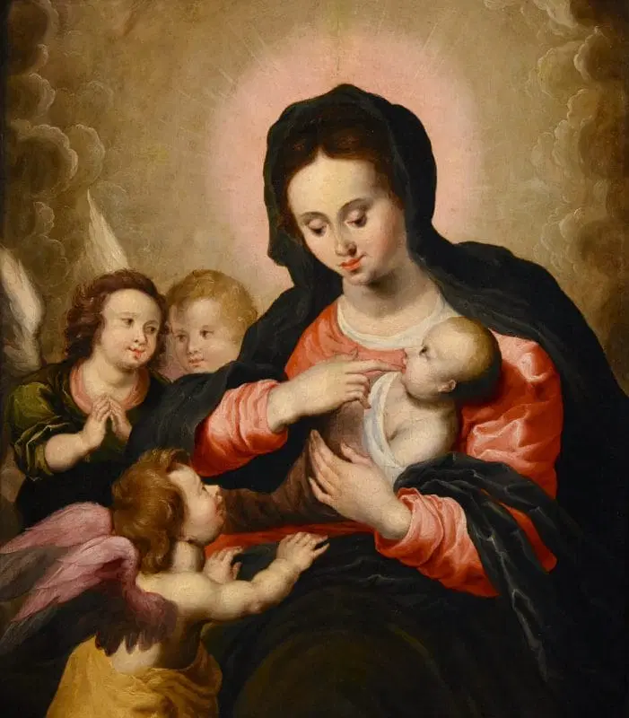Madonna con Bambino e tre angeli, Hendrick van Balen (Anversa 1575 – 1632) bottega - immagine 3
