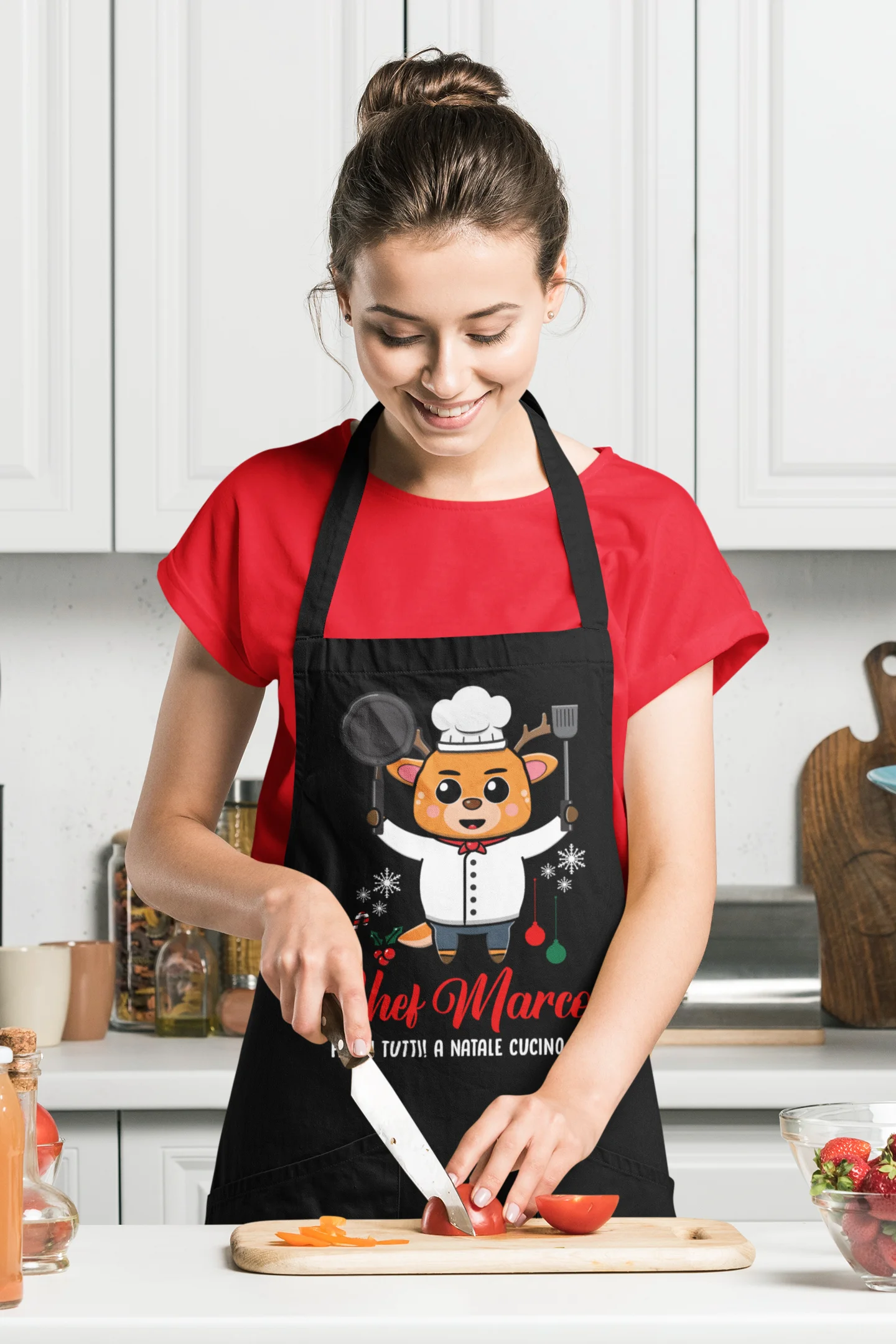 Grembiule da Cucina PERSONALIZZABILE Natale Natalizio divertente Fermi tutti! A Natale cucino io! Idea Regalo - immagine 5