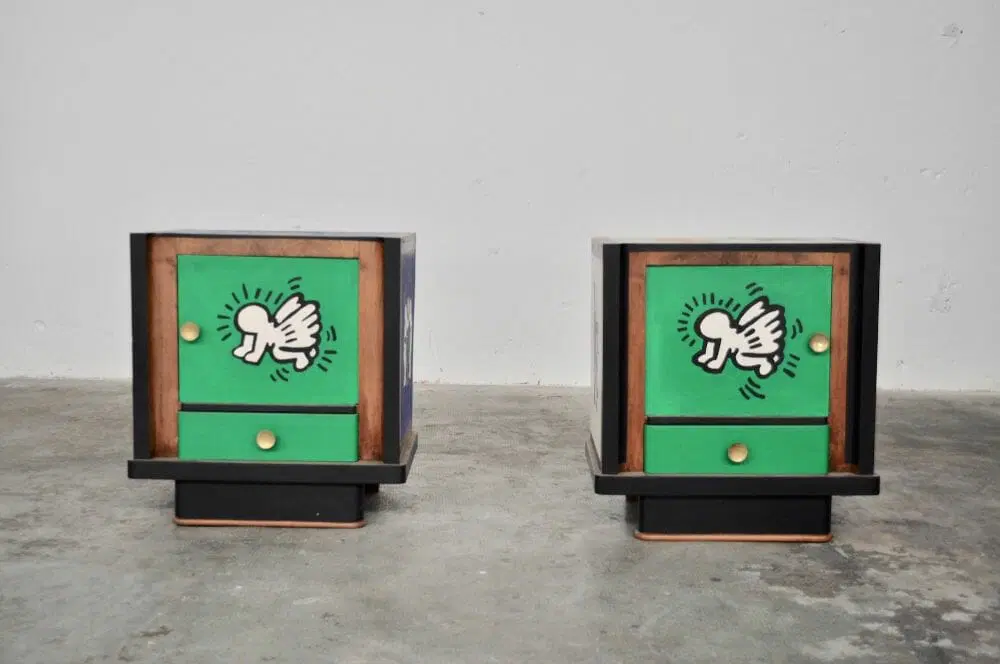 Cassettiere italiane in noce, anni 1980, Set di 2 - immagine 7