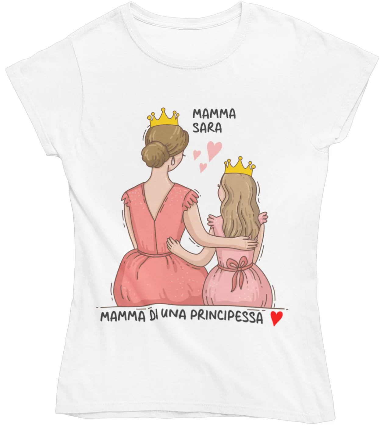 Coppia T-Shirt Maglietta Mamma Body PERSONALIZZABILE Mamma Madre Figlia Principessa Regina Festa della Mamma - immagine 2