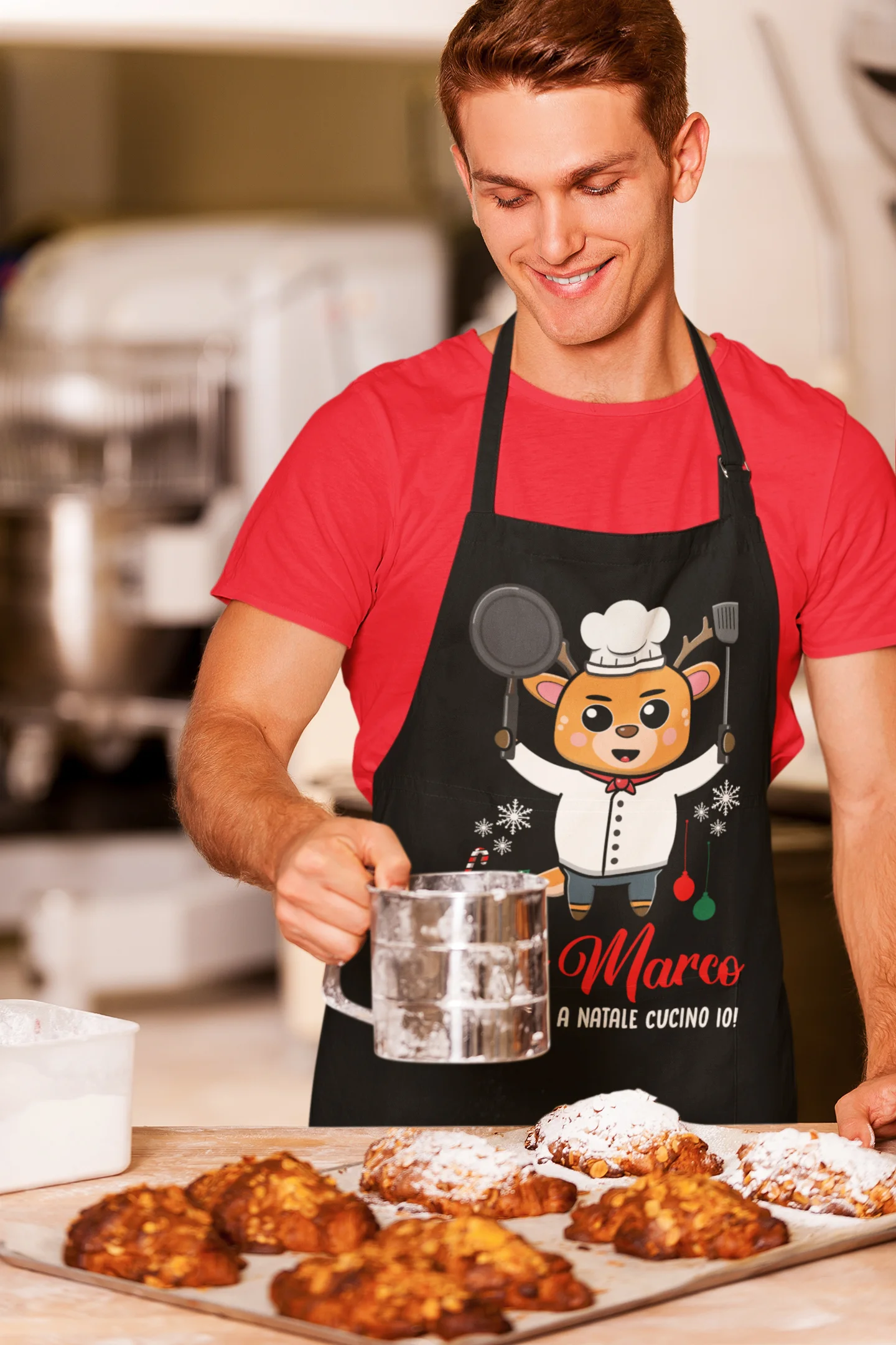 Grembiule da Cucina PERSONALIZZABILE Natale Natalizio divertente Fermi tutti! A Natale cucino io! Idea Regalo - immagine 6