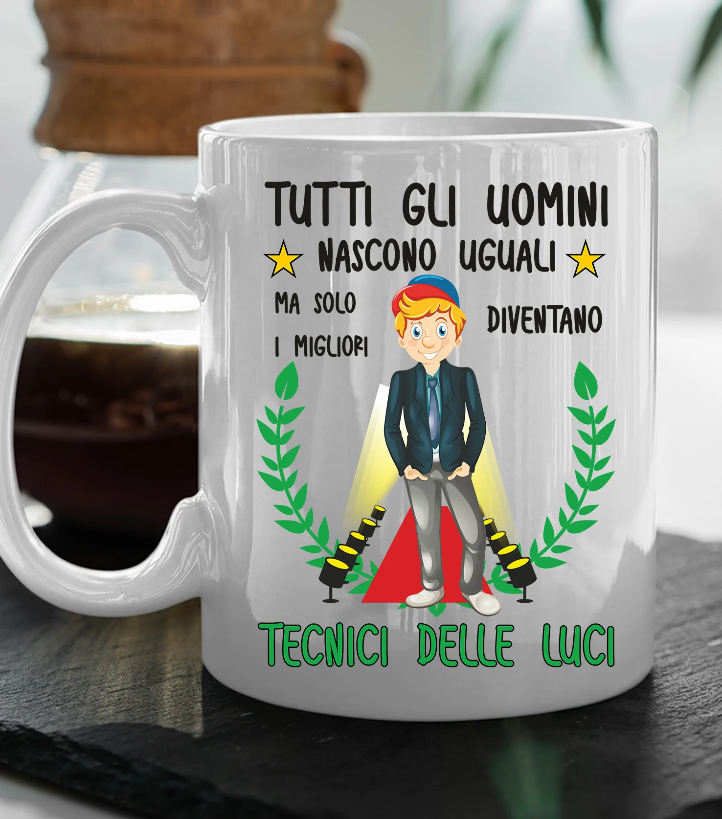 Tazza Tecnico delle luci divertente Mestieri Tutti gli uomini nascono uguali, ma solo i migliori diventano tecnici delle luci tazza mug divertente mestieri