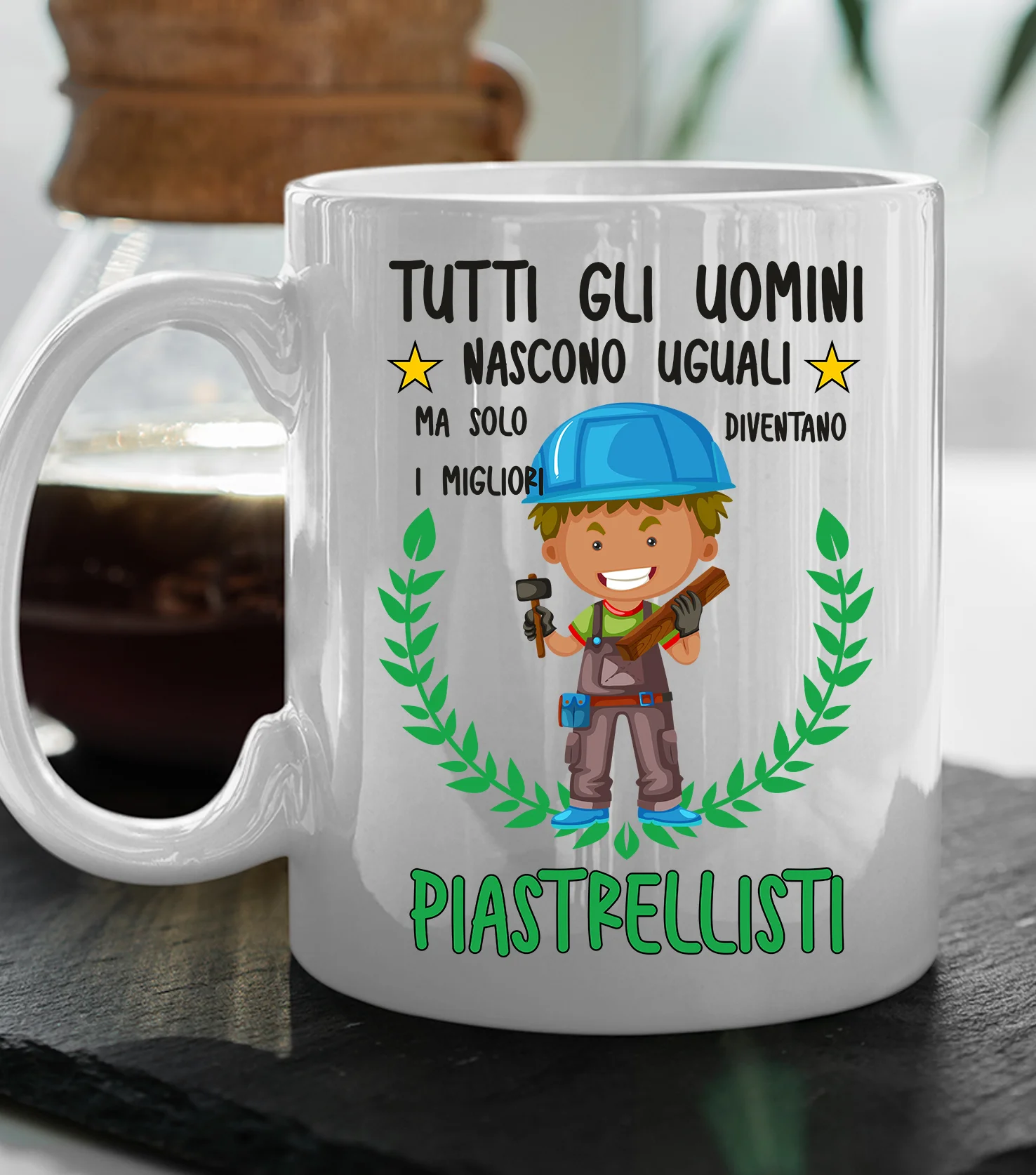 Tazza Piastrellista divertente Mestieri Tutti gli uomini nascono uguali, ma solo i migliori diventano piastrellisti tazza mug divertente mestieri