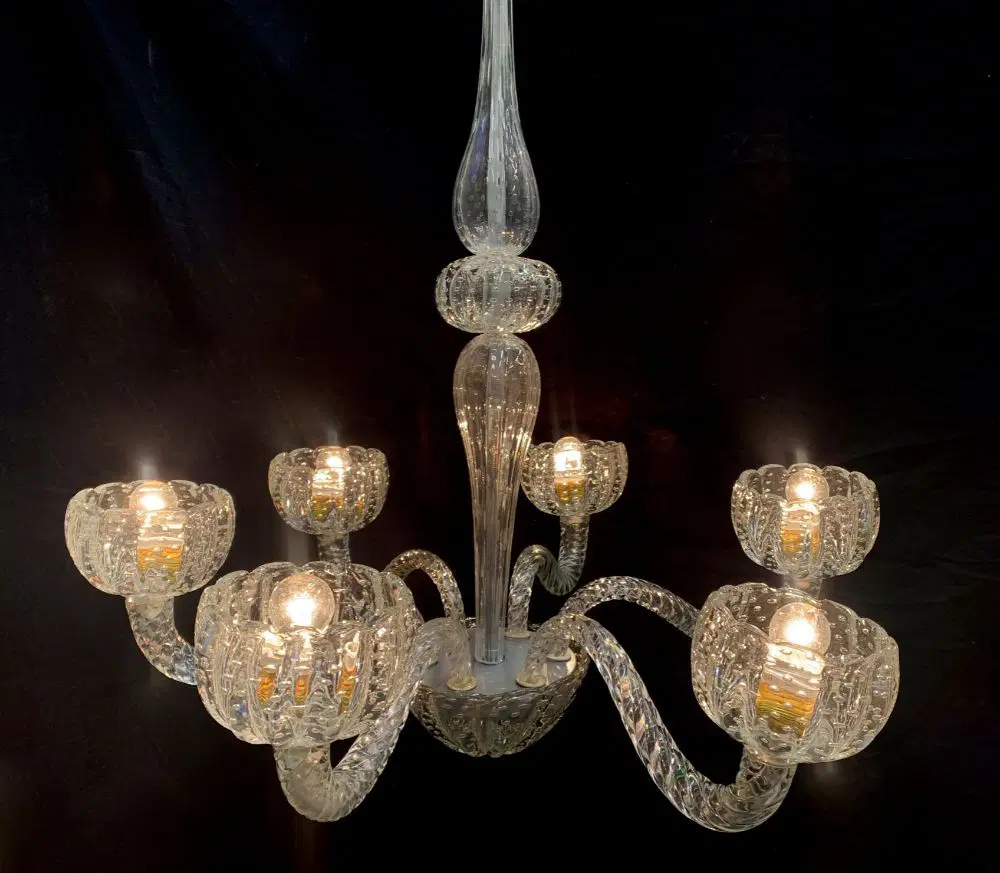 Lampadario Barovier anni 1940 vetro bullicante - immagine 9