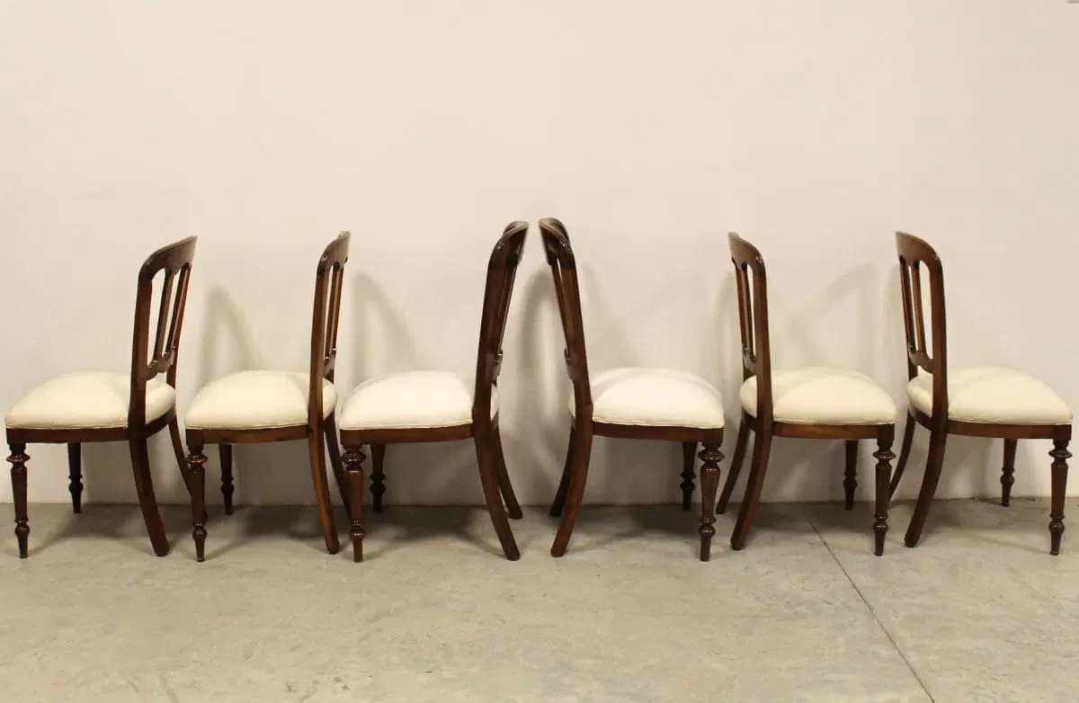 Gruppo di 6 sedie Luigi Filippo in noce Italia 19°secolo - immagine 3