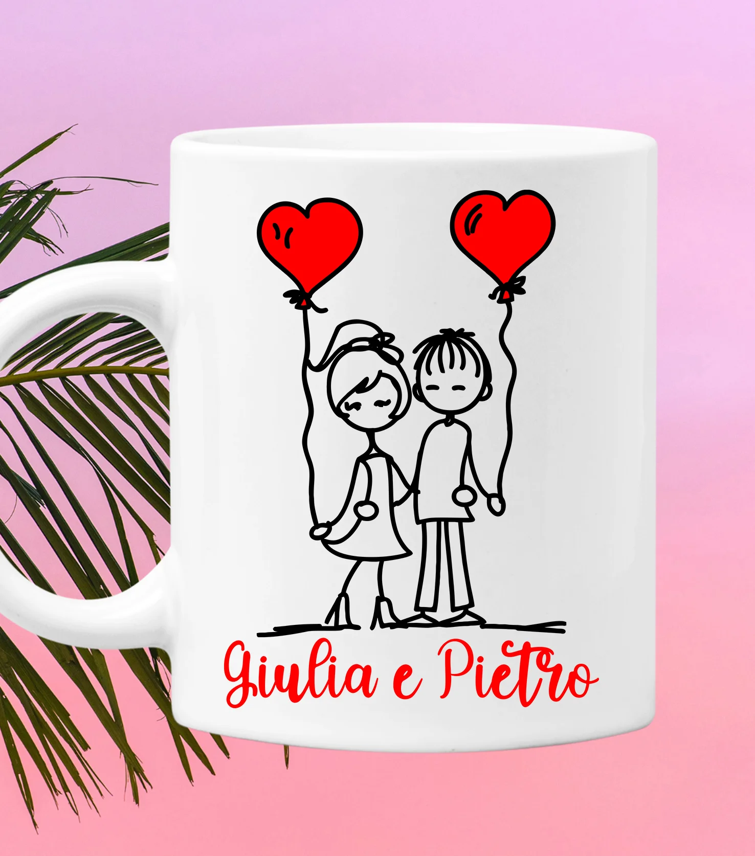 Tazza SanValentino Personalizzabile Palloncini Altalena personalizzabile con nome Love Innamorati Mug 11oz idea regalo - immagine 5