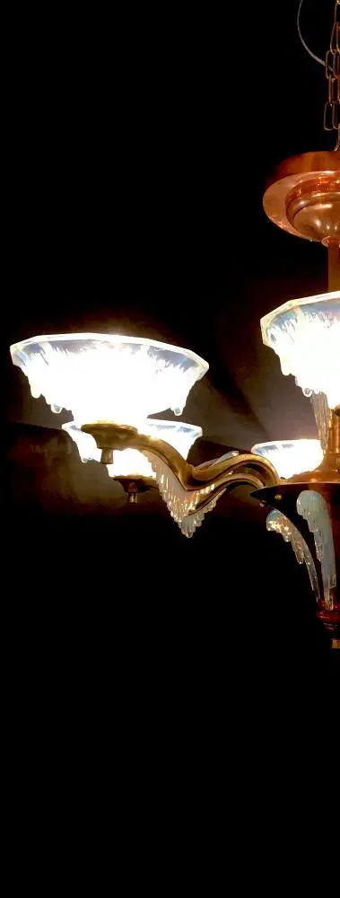 lampadario Francese restaurato decò in lega e rame - immagine 7