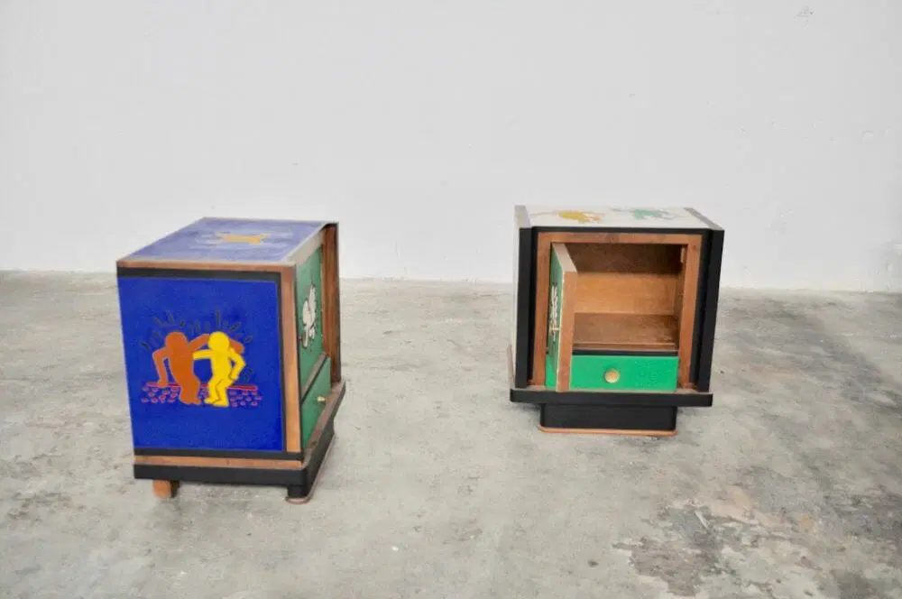 Cassettiere italiane in noce, anni 1980, Set di 2