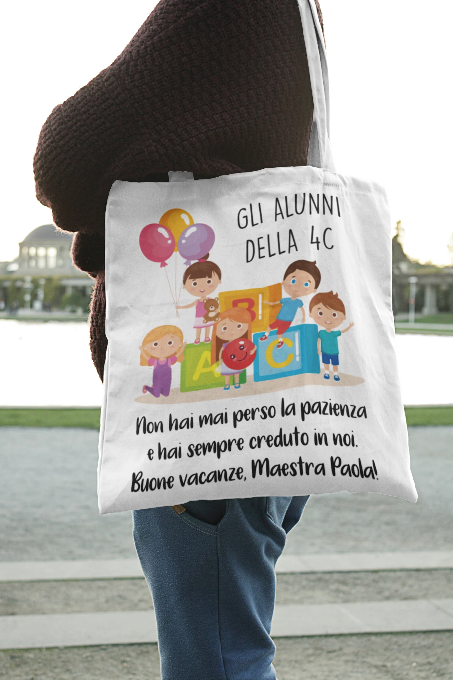 Shopping Bag Maestra Personalizzabile Buone vacanze Maestra Hai sempre creduto in noi Regalo Maestra fine anno - immagine 4