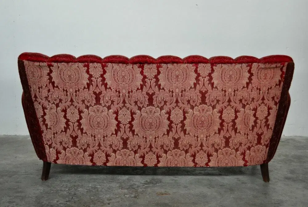 Mid-Century Italian Red and Gold 3-Seater Sofa di Paolo Buffa, anni 1950 - immagine 3