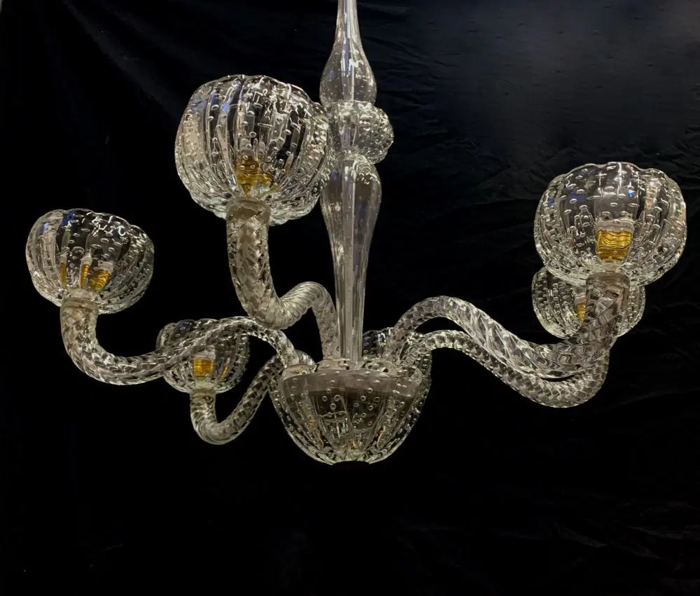 Lampadario Barovier anni 1940 vetro bullicante - immagine 4