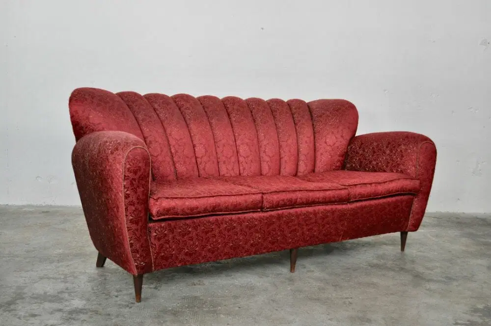 Mid-Century Italian Red and Gold 3-Seater Sofa di Paolo Buffa, anni 1950 - immagine 4