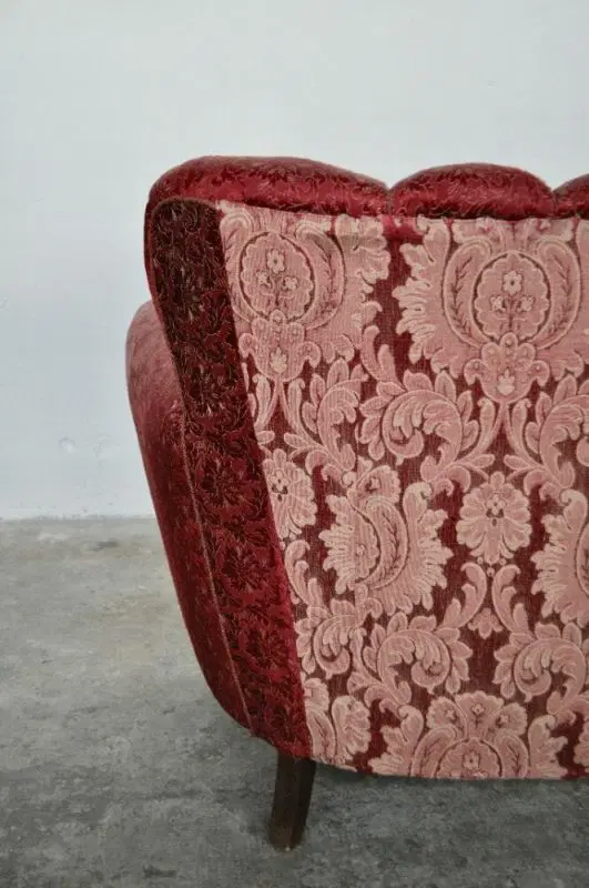 Mid-Century Italian Red and Gold 3-Seater Sofa di Paolo Buffa, anni 1950 - immagine 6