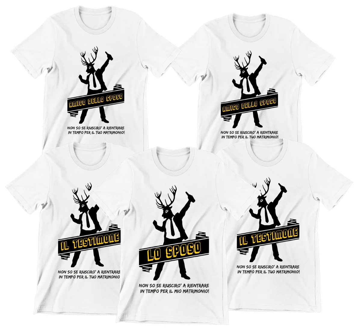 Pacchetto Magliette T-Shirt Addio al Celibato Non so se riuscirò a rientrare in tempo per il matrimonio – gadget Addio al Celibato