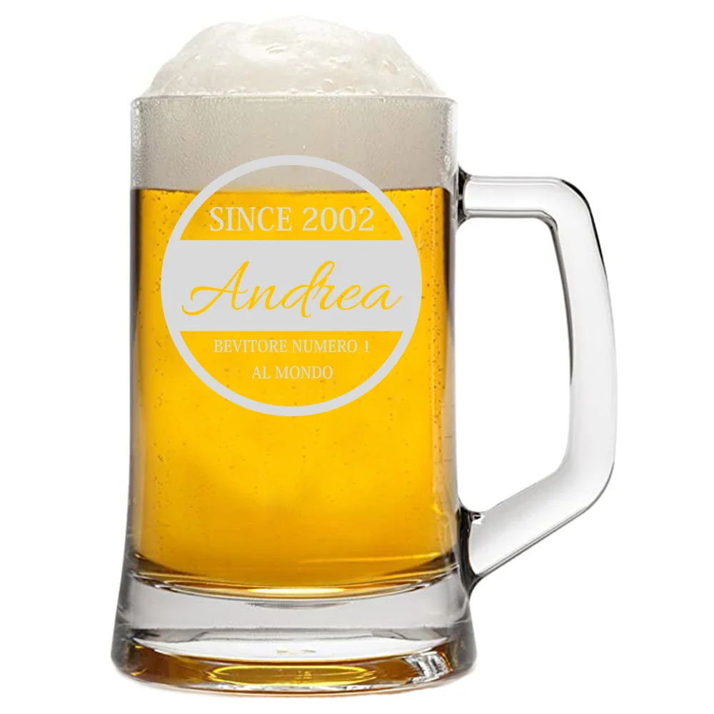 Boccale da Birra PERSONALIZZATO 50 cl inciso con Nome Frasi Anno Anni Compleanno Idea Regalo PERSONALIZZABILE Papà Nonno Zio Padrino Natale SanValentino - immagine 3