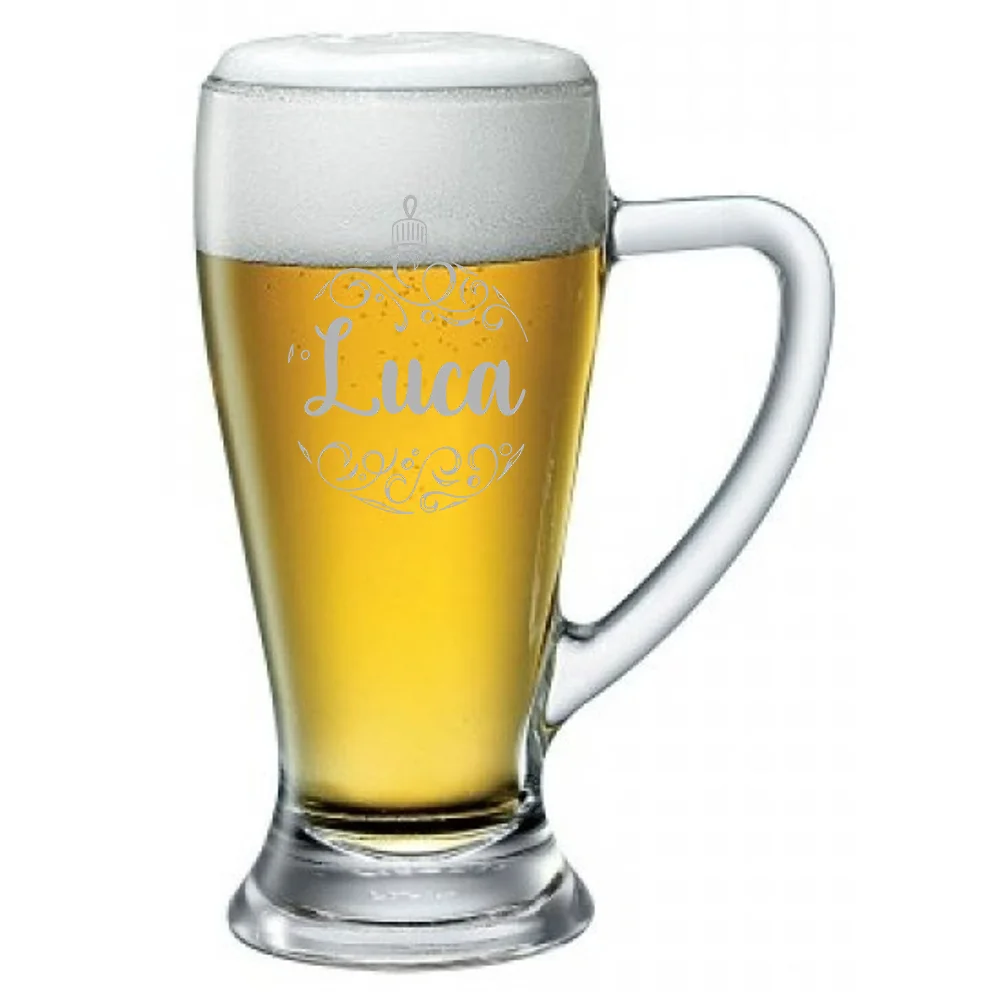 Coppia Boccali Personalizzati Set da 2 Boccali Birra Personalizzati con nome pallina Natale Bicchiere in Vetro 38 cl - immagine 4