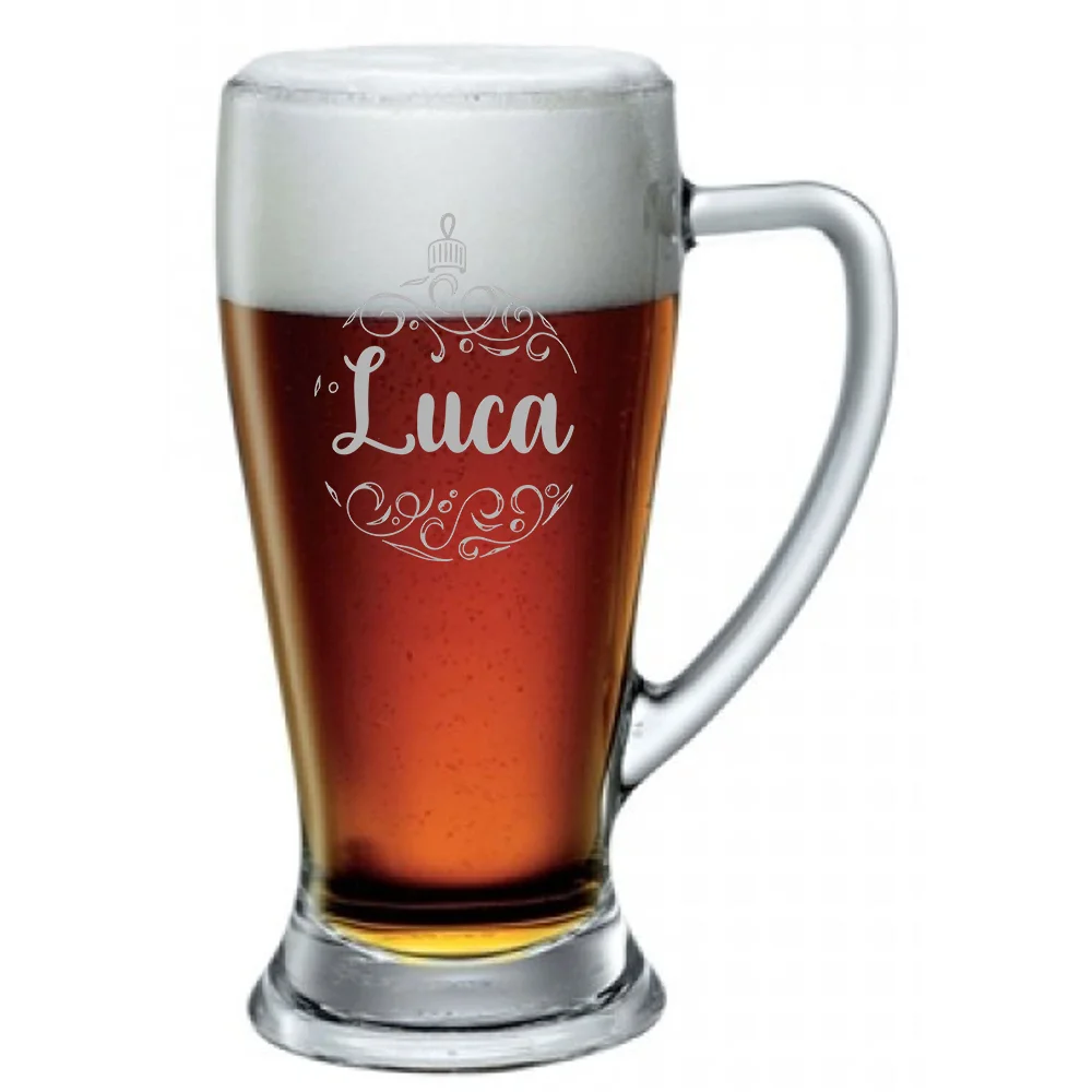 Coppia Boccali Personalizzati Set da 2 Boccali Birra Personalizzati con nome pallina Natale Bicchiere in Vetro 38 cl - immagine 5