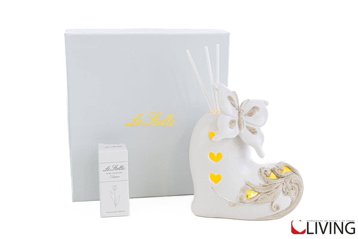 Bomboniera cuore farfalla profumatore con luce