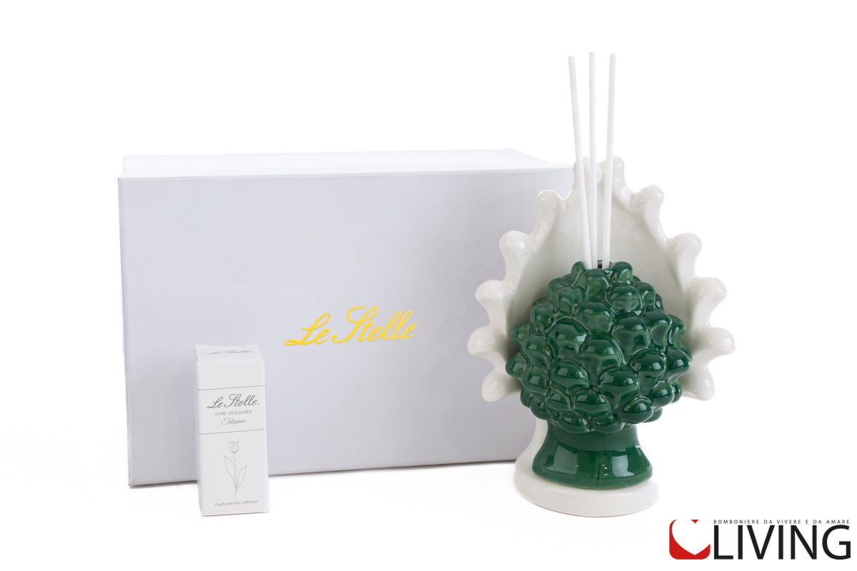 Bomboniera profumatore pigna siciliana in porcellana - immagine 4