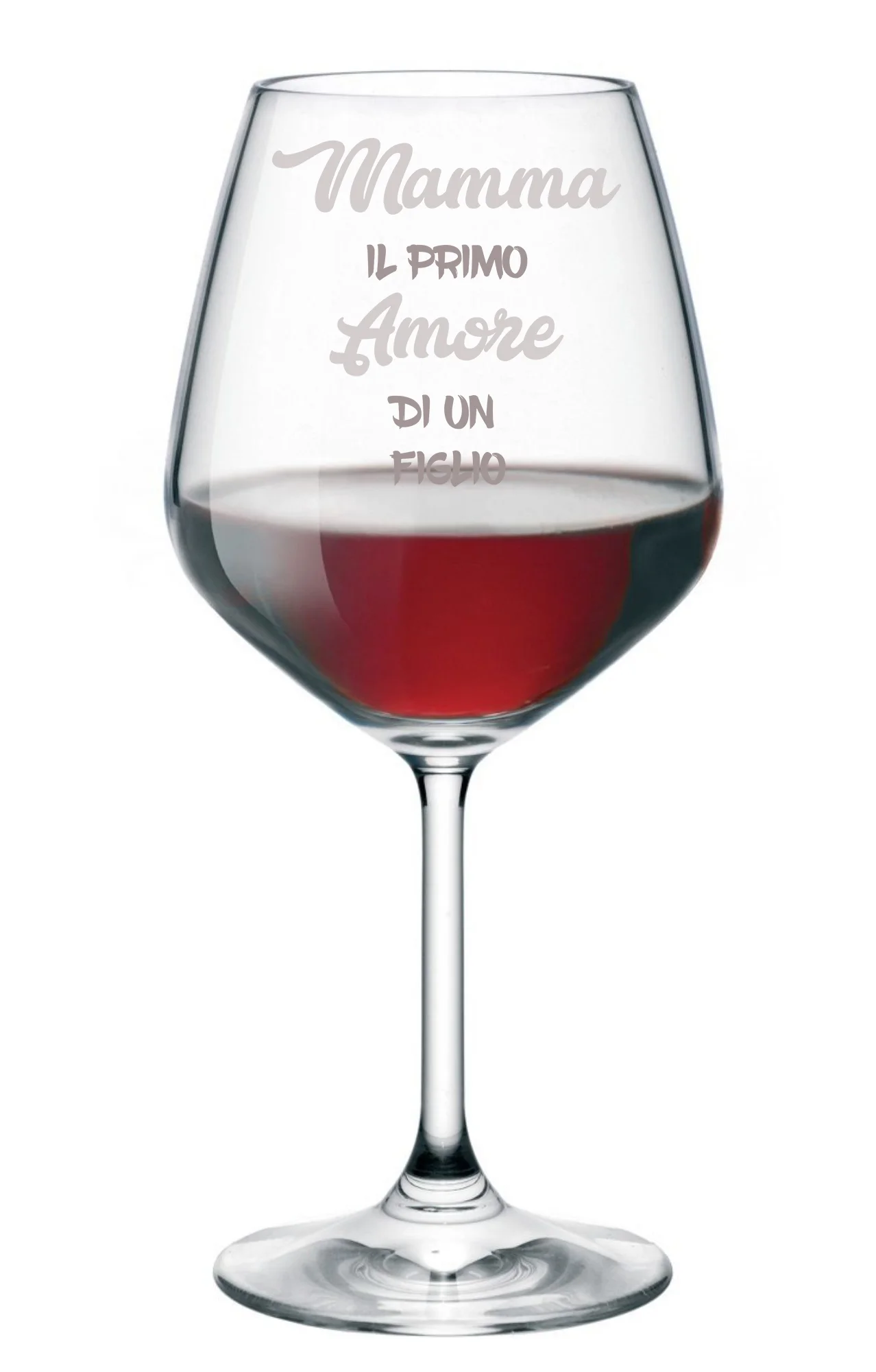 Calice di vino con incisione Mamma – mamma il primo amore di un figlio – festa della mamma – evento – idea regalo – bicchiere in vetro chiaro, capienza 500 ml