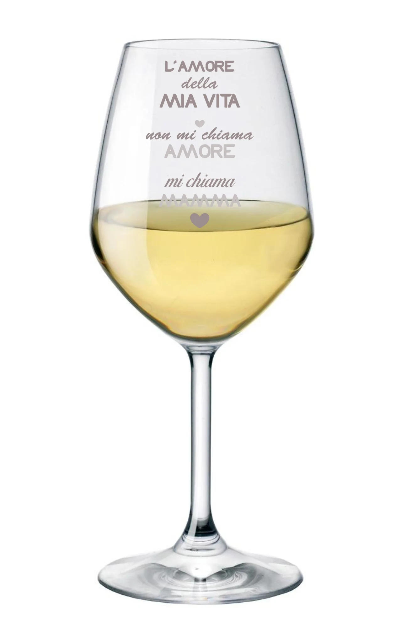 Calice di vino con incisione Mamma – l’ amore della mia vita mi chiama mamma – festa della mamma – evento – idea regalo – bicchiere in vetro chiaro, capienza 500 ml - immagine 4