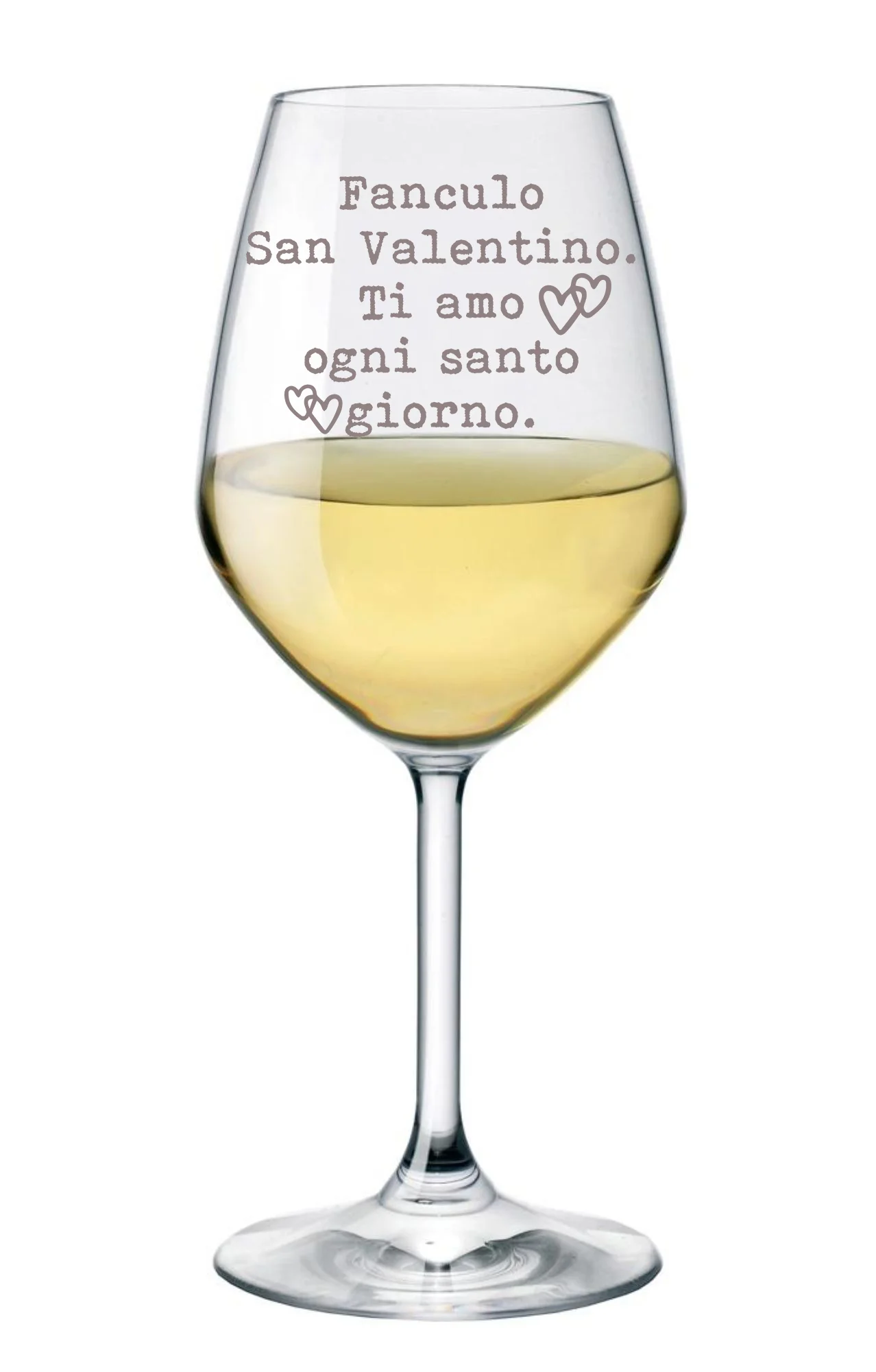 Calice da Vino Incisione SanValentino Regalo Fidanzati Innamorati Ti Amo ogni santo giorno – love Calice in Vetro 500 ml - immagine 2