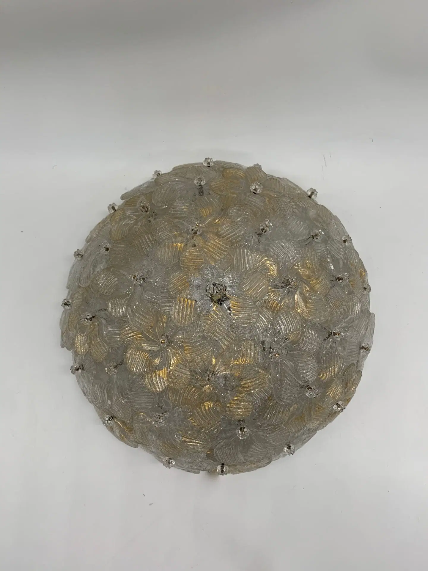 plafoniera anni 1980 con fiorellini di Murano cristallo e oro - immagine 2