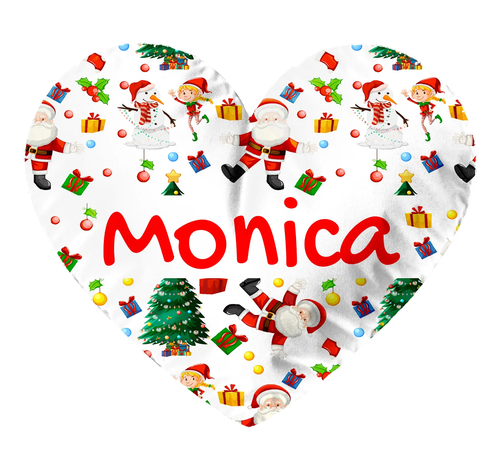 Cuscino a cuore Natale PERSONALIZZABILE con nome Fantasia Bianca Idea regalo Natale - immagine 4