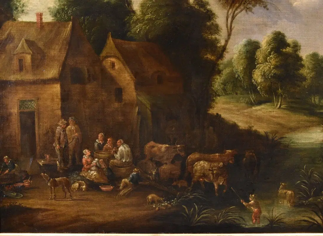 Paesaggio fluviale con villaggio, Théobald Michou (Tournai, 1676 – Anversa, 1765) - immagine 8