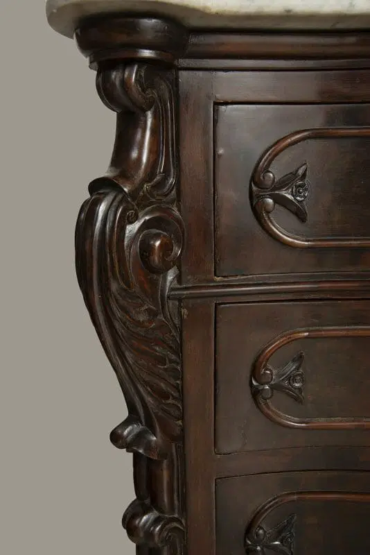 Cassettone antico Luigi Filippo Napoletano in piuma di mogano con piano in marmo. Periodo XIX secolo. - immagine 3