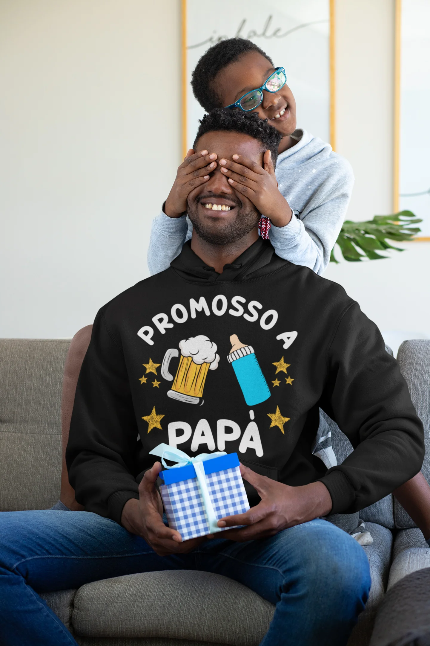 Felpa con cappuccio Papà Festa del Papà Promosso a Papà t-shirt divertente Idea regalo papà - immagine 3