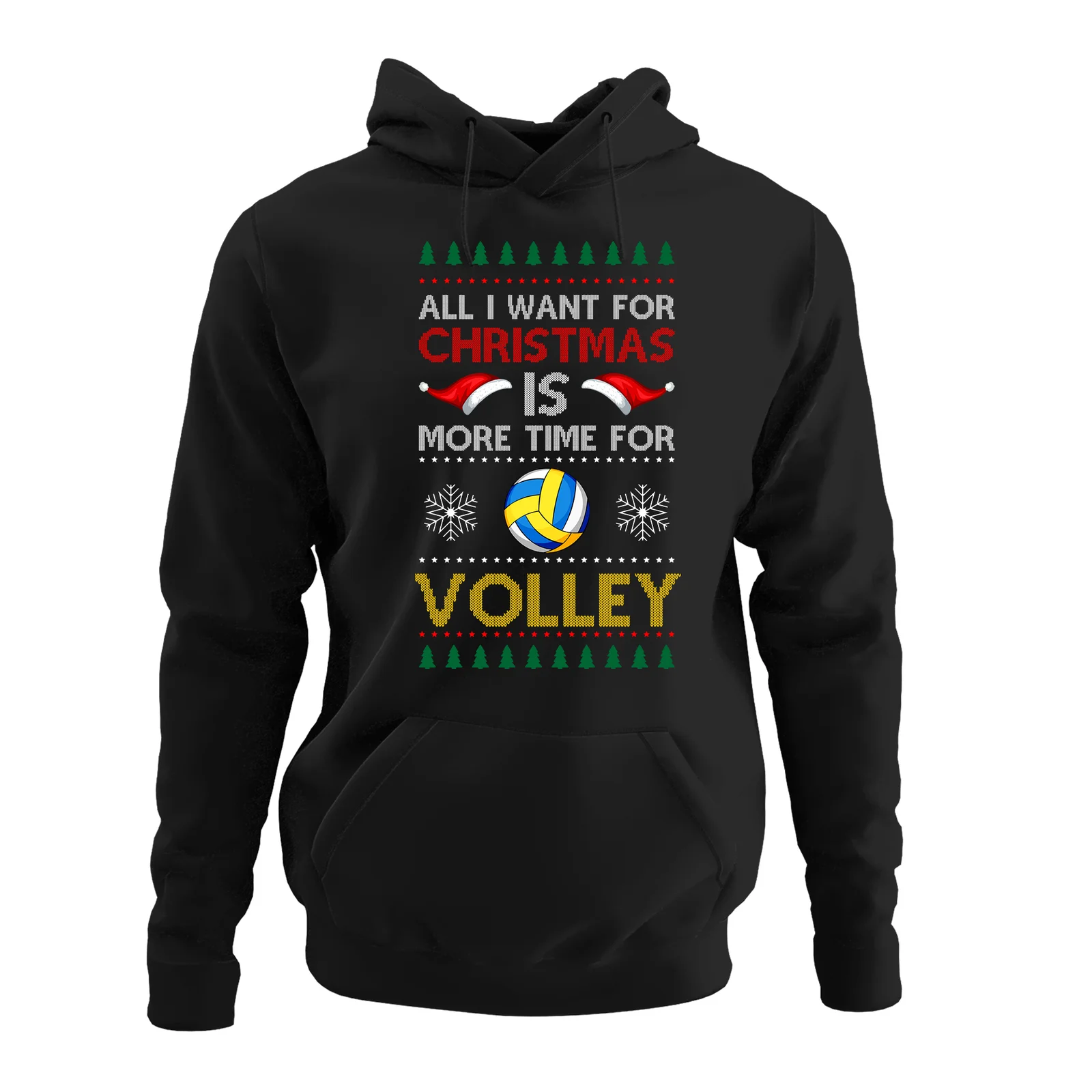Felpa Natale Uomo Natalizia Volley Pallavolo All i Want for Christmas – Tema Natalizio – Regalo di Natale – felpa con cappuccio Divertente – Idea Regalo Natale