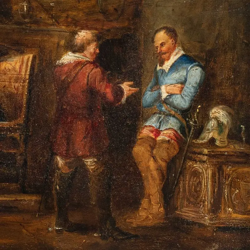 Pittore italiano (datato 1853) – Scena di interno storica. - immagine 3