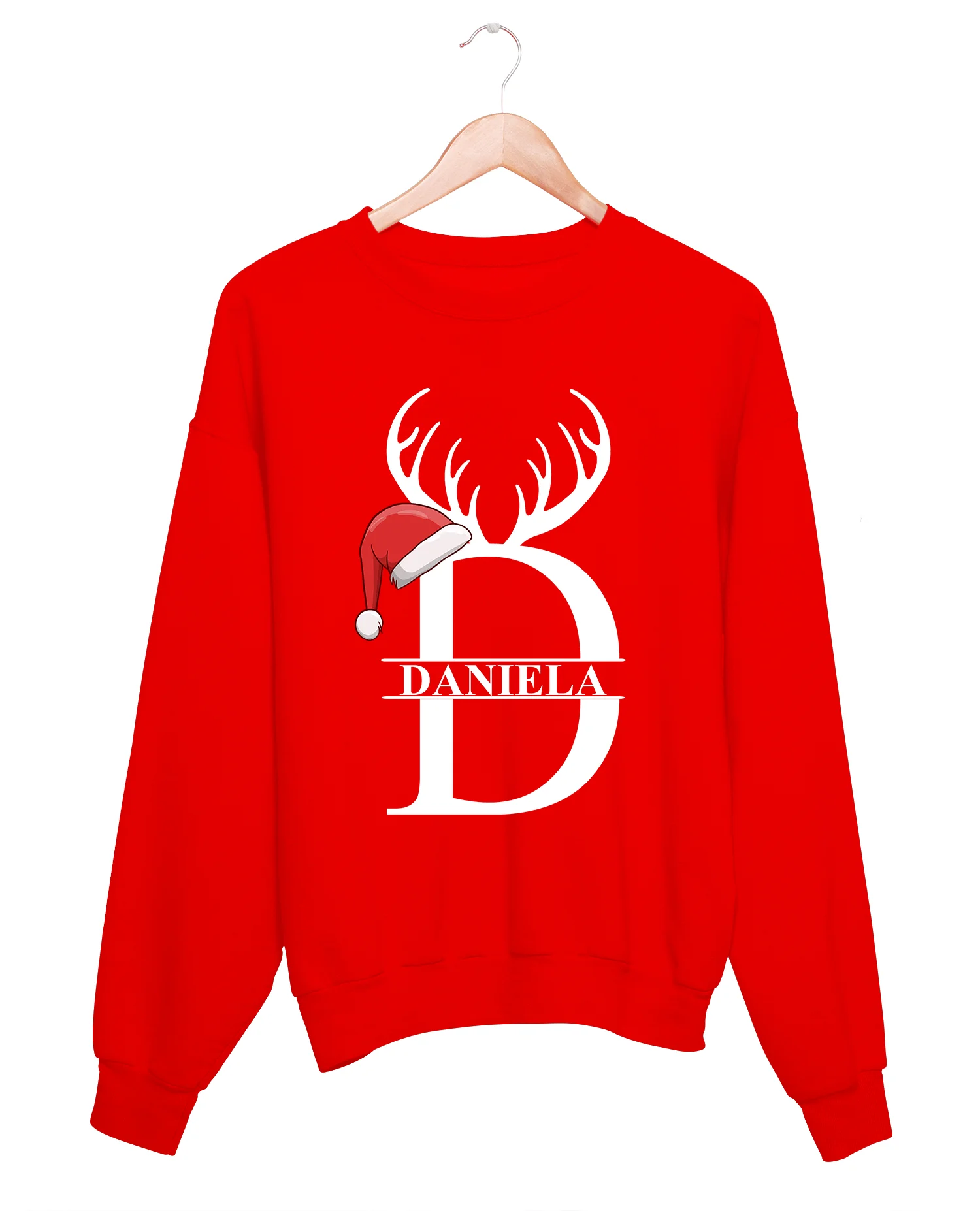 Felpa Girocollo PERSONALIZZABILE con iniziale e nome Natale Natalizia Scegli la tua iniziale Unisex