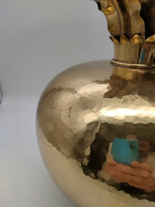 Raro vaso in ottone anni 70 designer Tommaso Barbi firmato - immagine 5