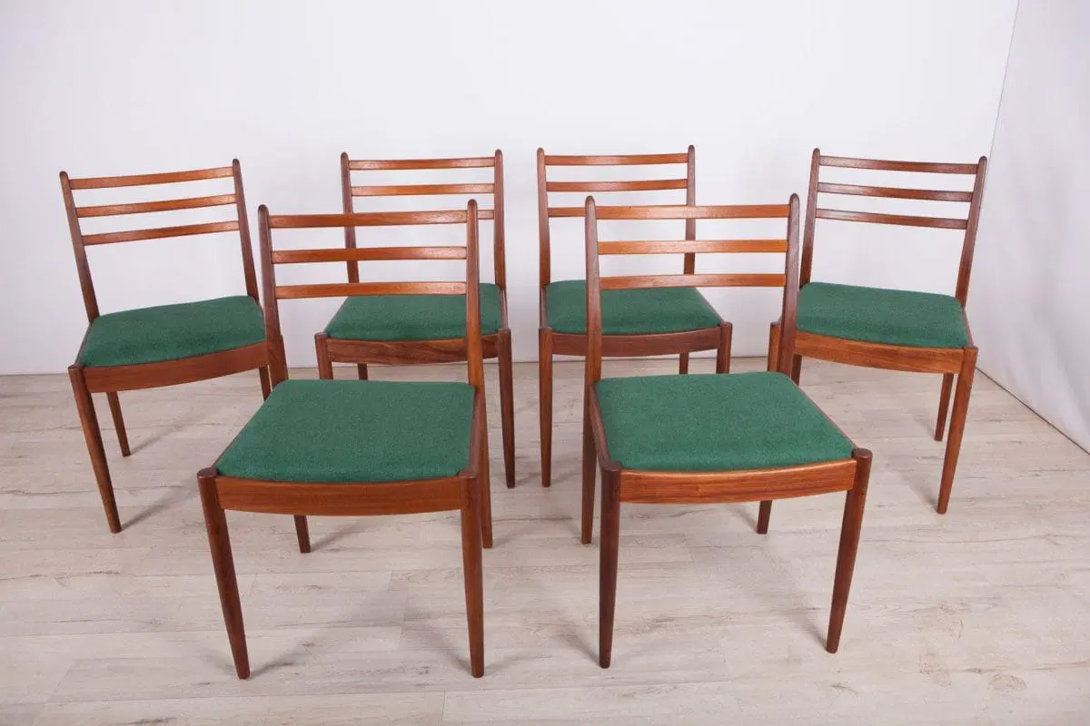 Fabric and Teak Dining Chairs by Victor Wilkins for G-Plan, 1960s, Set of 6