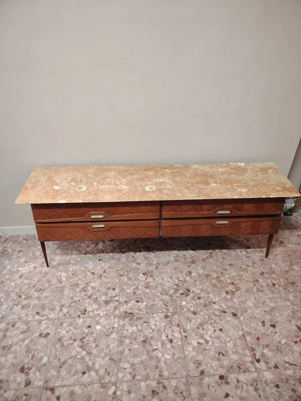 Cassettiera in palissandro e marmo di La Permanente Mobili anni 50 - immagine 6