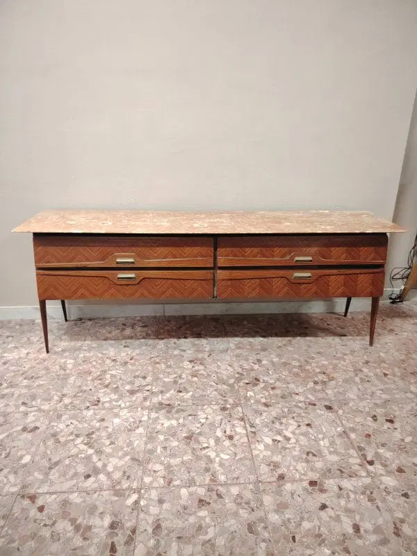 Cassettiera in palissandro e marmo di La Permanente Mobili anni 50 - immagine 5